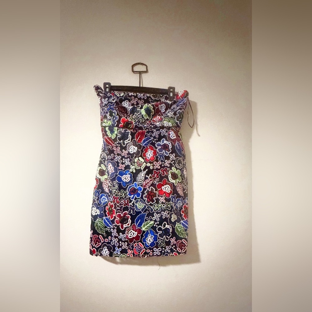 Sam Edelman Strapless embroidery Dress in Multi-Color NWT